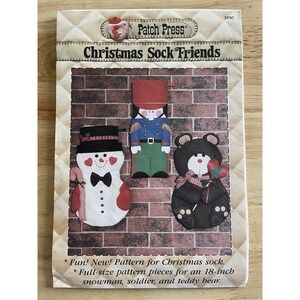 Christmas Sock Friends 18" Snowman, Soldier & Teddy Bear #370C by Patch Press